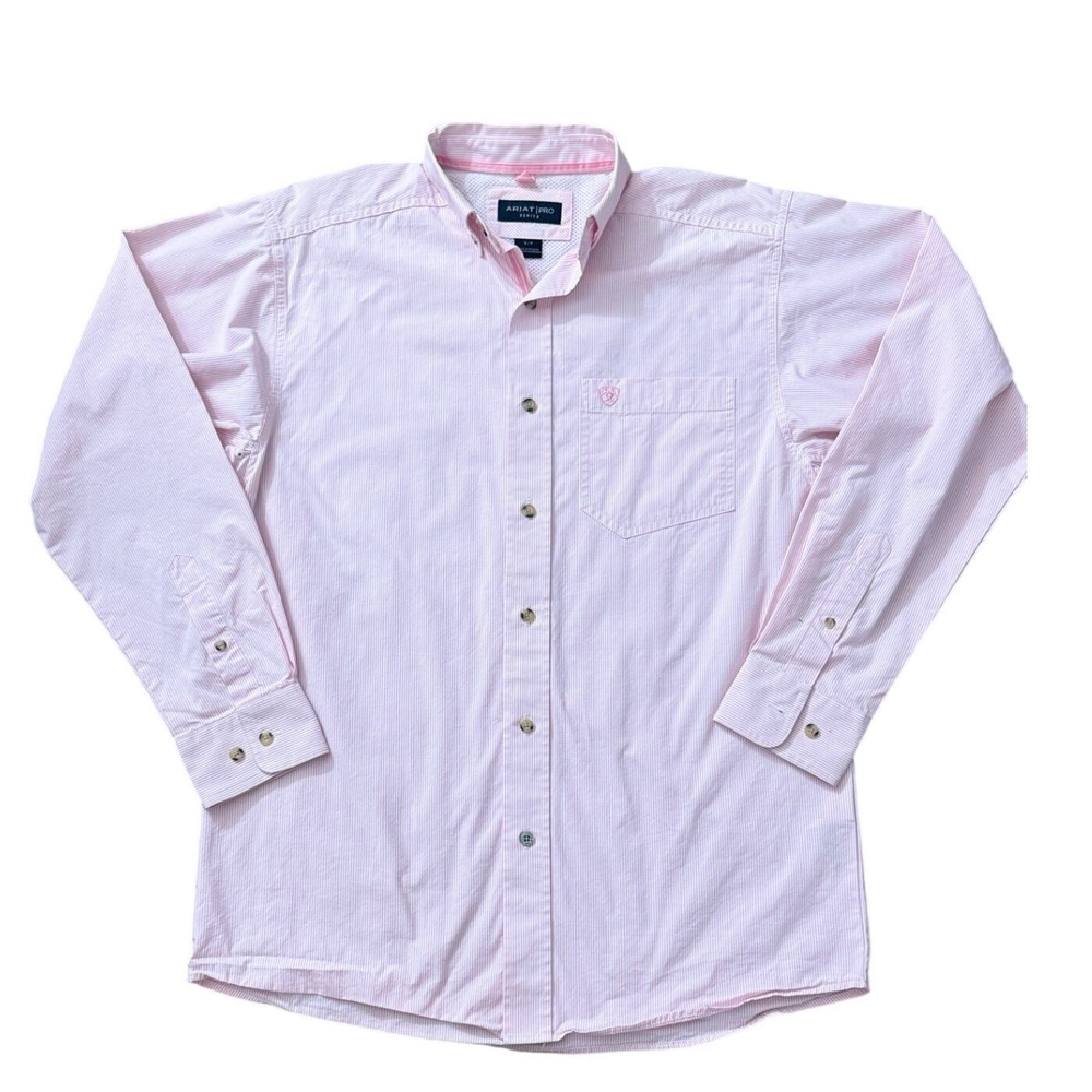 Ariat‎ Pro Series Mens Dayne Mini Stripe Shirt Pink White Small 10023596 zz68